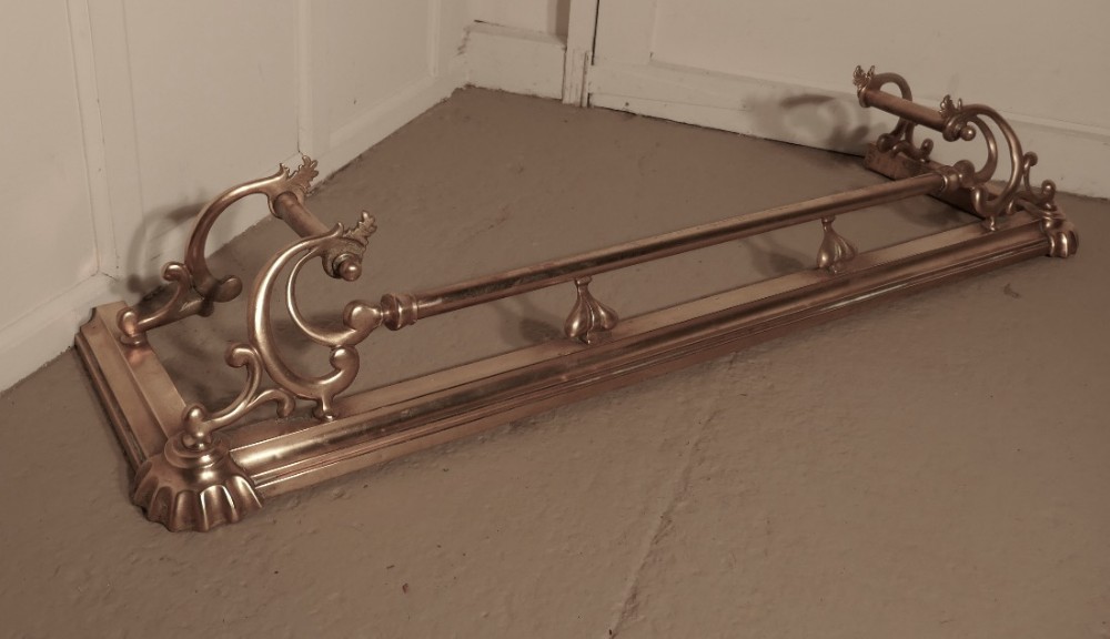 Large Victorian Art Nouveau Brass Fender