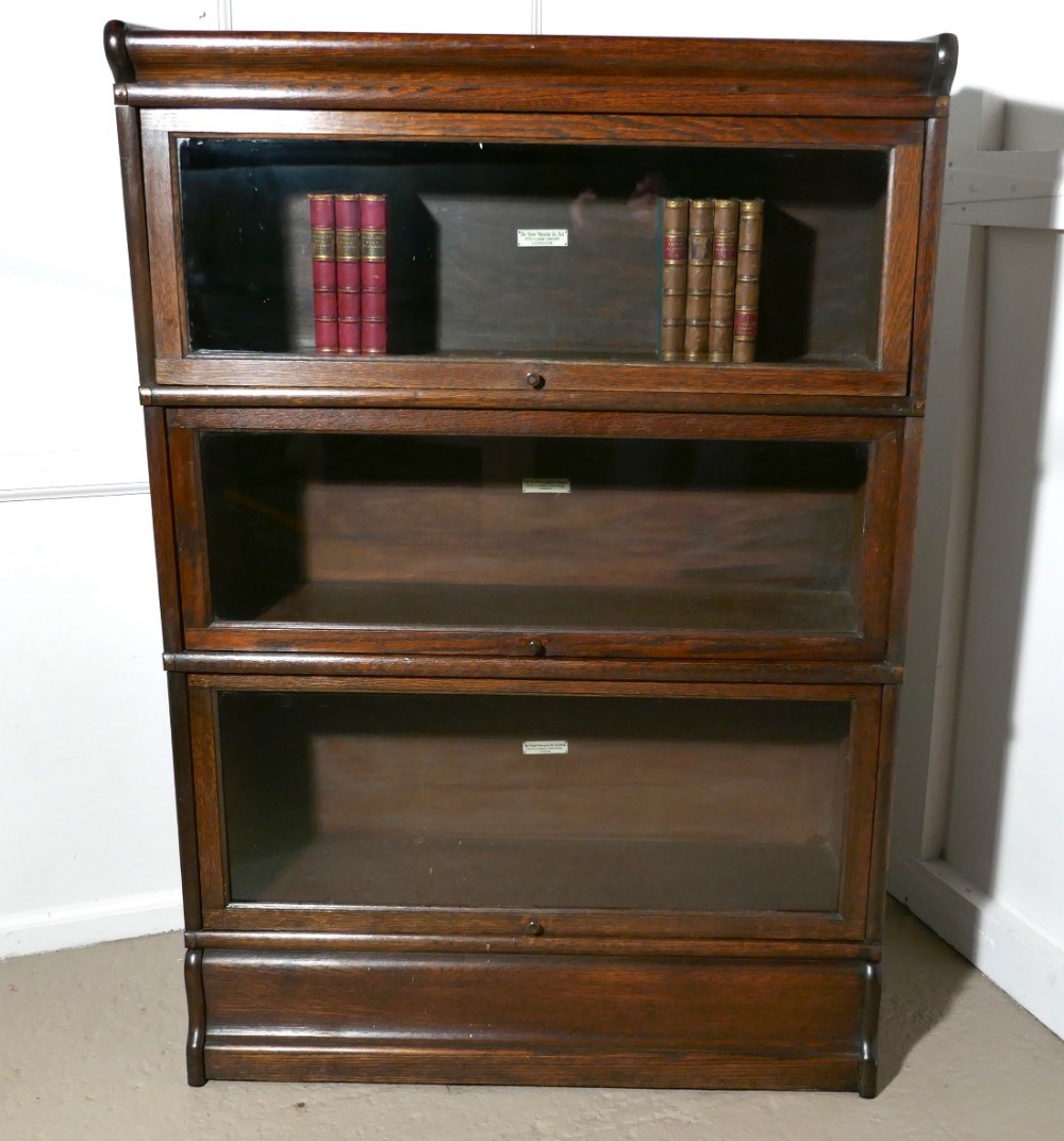 A 3 Stack Oak Globe Wernicke Barristers Bookcase 0r Filing Cabinet