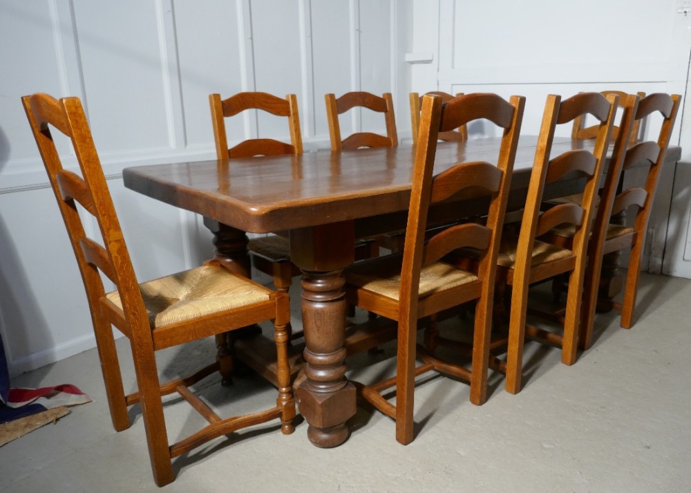 Large French Golden Oak Table