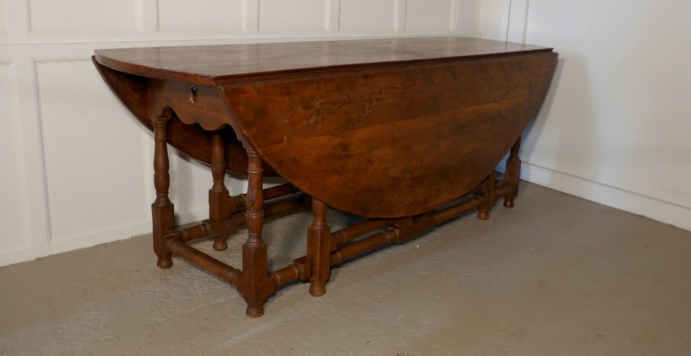 Large Yew Gate Leg or Wake Table from the Channel Islands. 