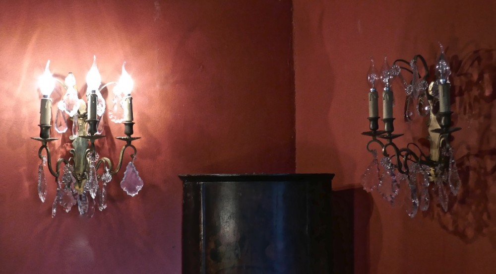 A Pair of  Three Branch Wall Light Chandeliers