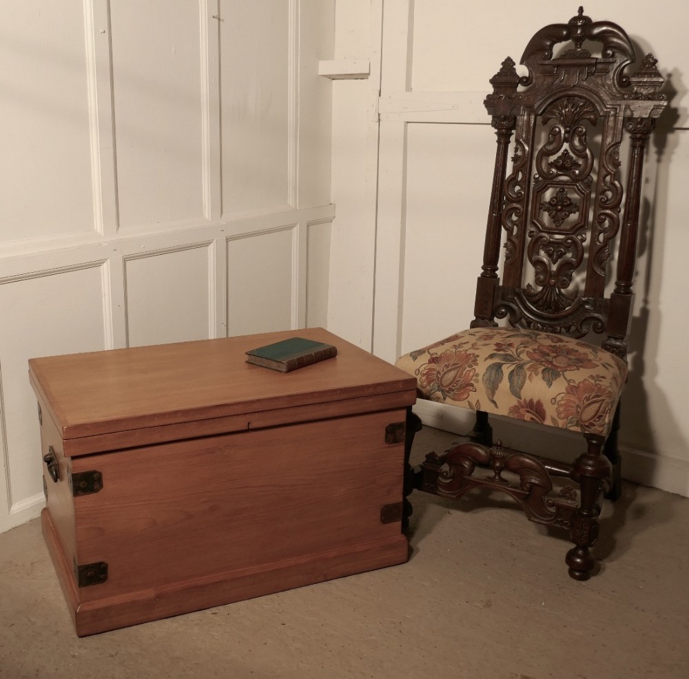 A Superb Large Victorian Pine Chest with Iron Banding