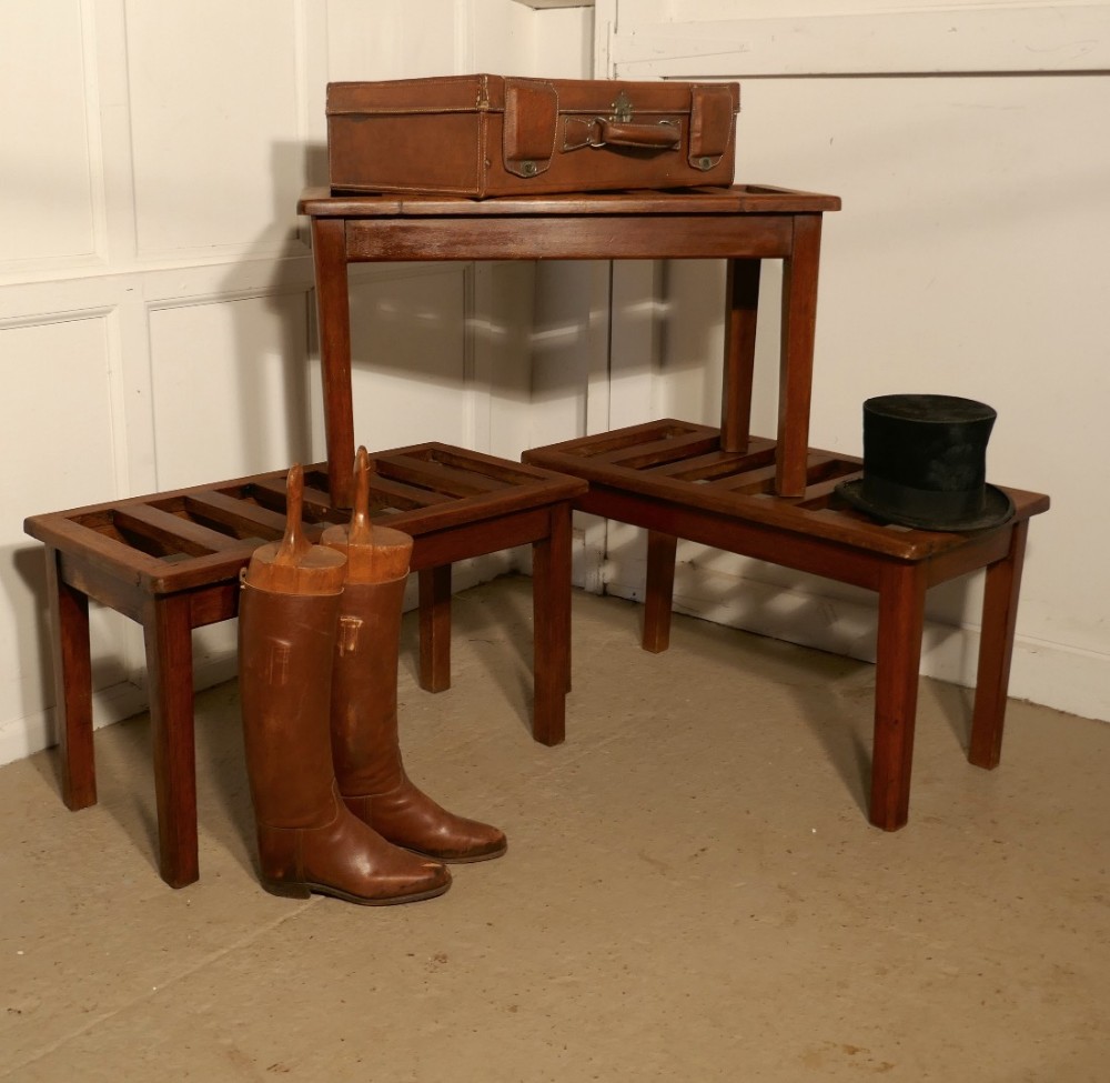 Set of 3, 19th Century Mahogany Luggage Rack, Suitcase Stand
