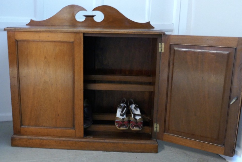 19th Century Blonde Mahogany Hall Shoe Cupboard