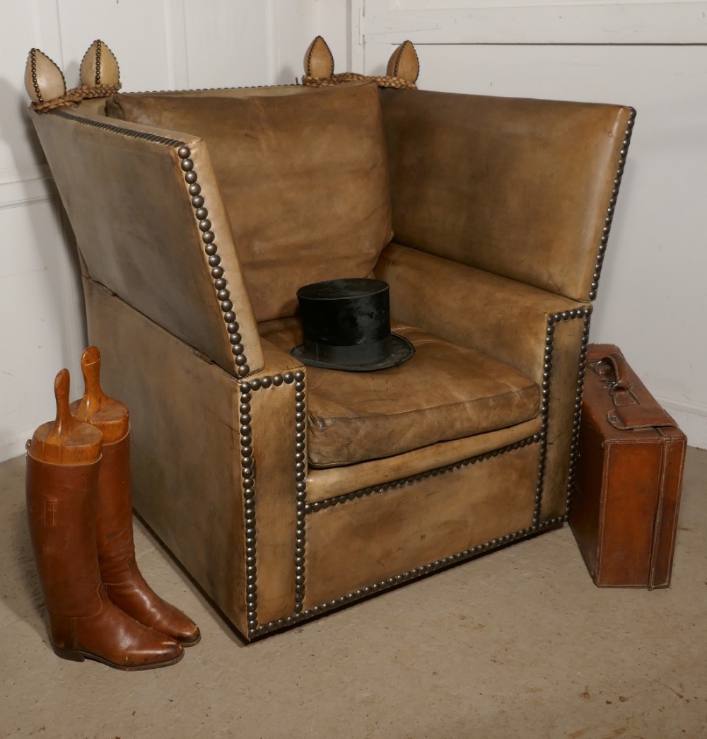 Large Leather Knole Arm Chair, 