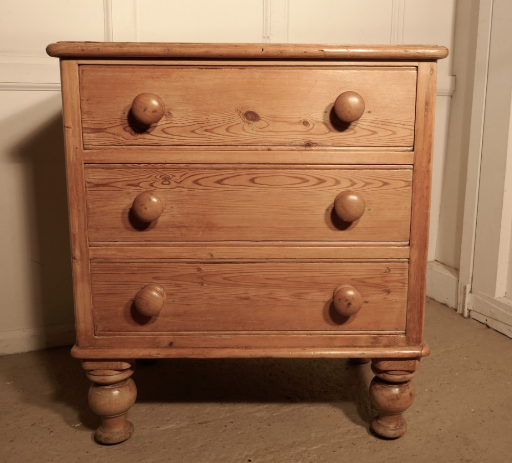 A Very Small Victorian Stripped Pine Chest of Drawers