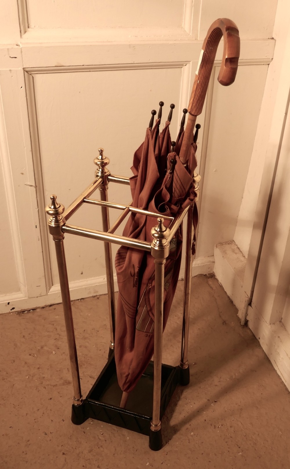 A Victorian Brass and Cast Iron Walking Stick Stand or Umbrella Stand