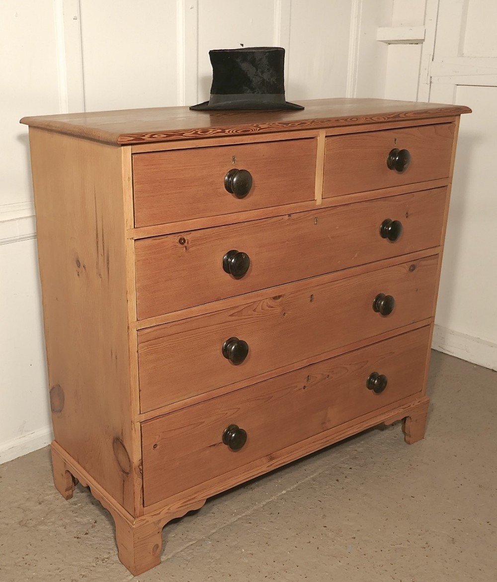 Large Georgian Stripped Pine Chest of Drawers 