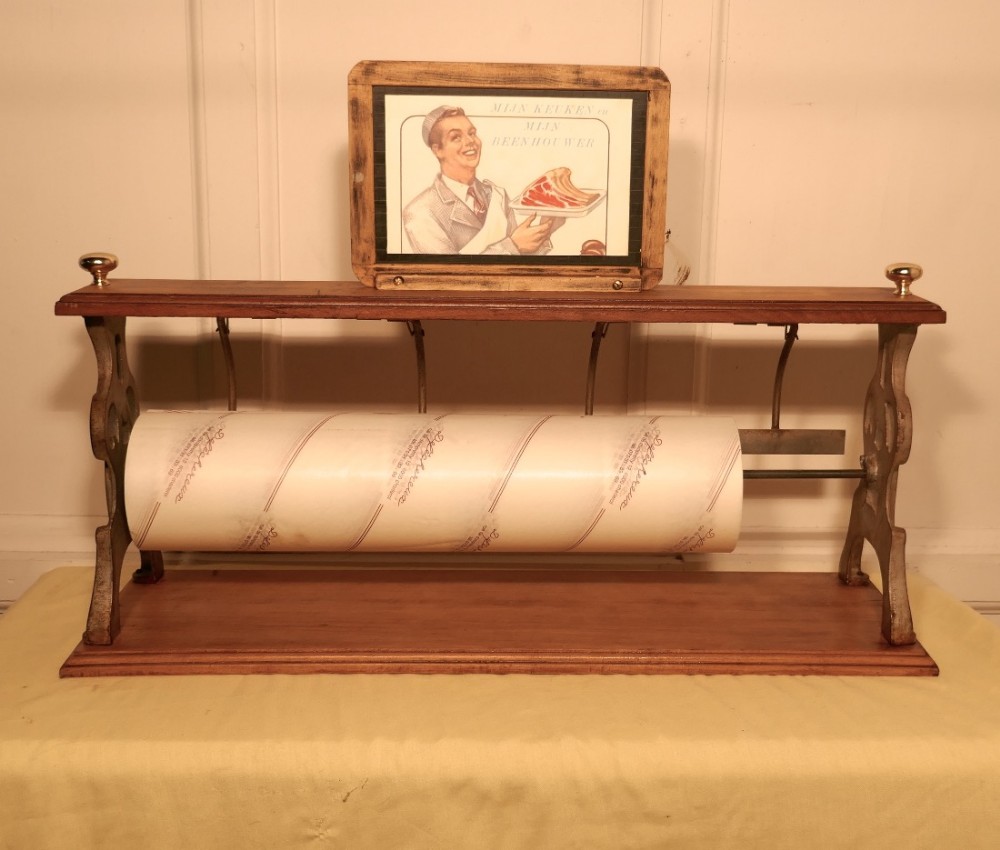 Belgian Butchers Shop Paper Roll Cutter, Paper Dispenser 