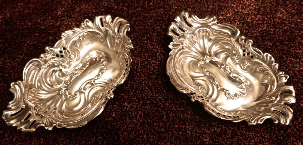 A Pair of Solid Silver Art Nouveau Sweet Dishes by Mappin Brothers, 1897