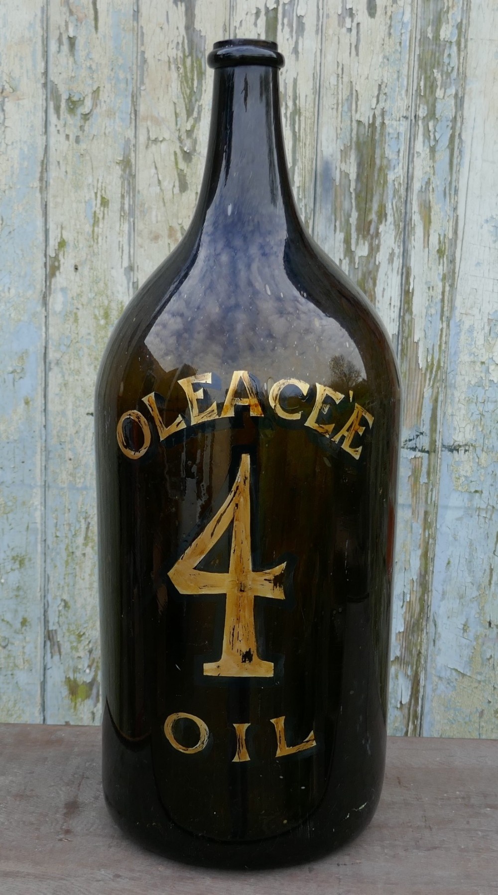Giant 19th Century Italian Olive Oil Bottle with Gold Number and Lable