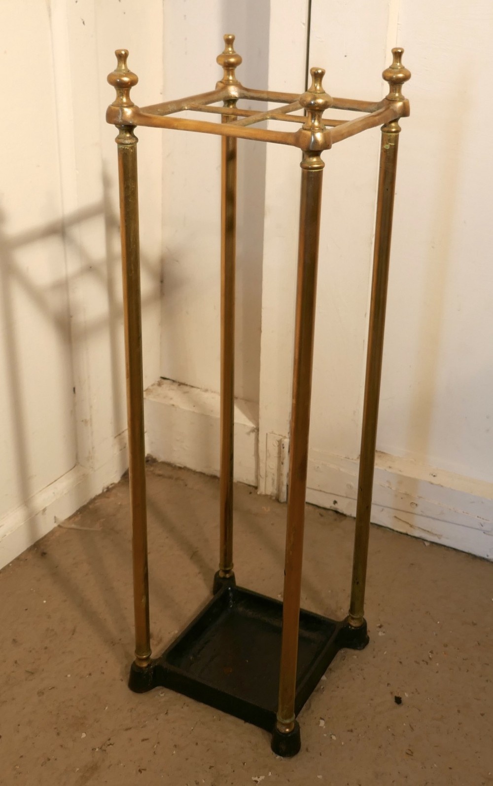A Petit Victorian Brass and Cast Iron Walking Stick Stand or Umbrella Stand