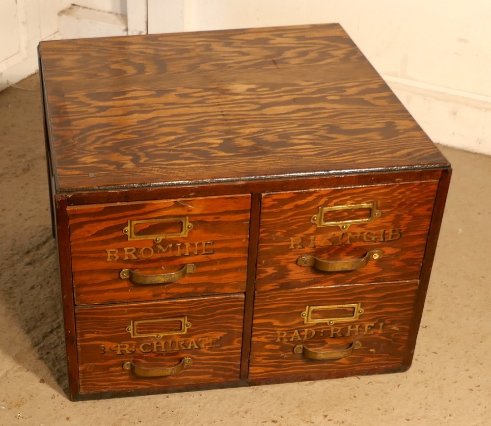 Filing Cabinet, Chemist Drawers with Gold Lettering