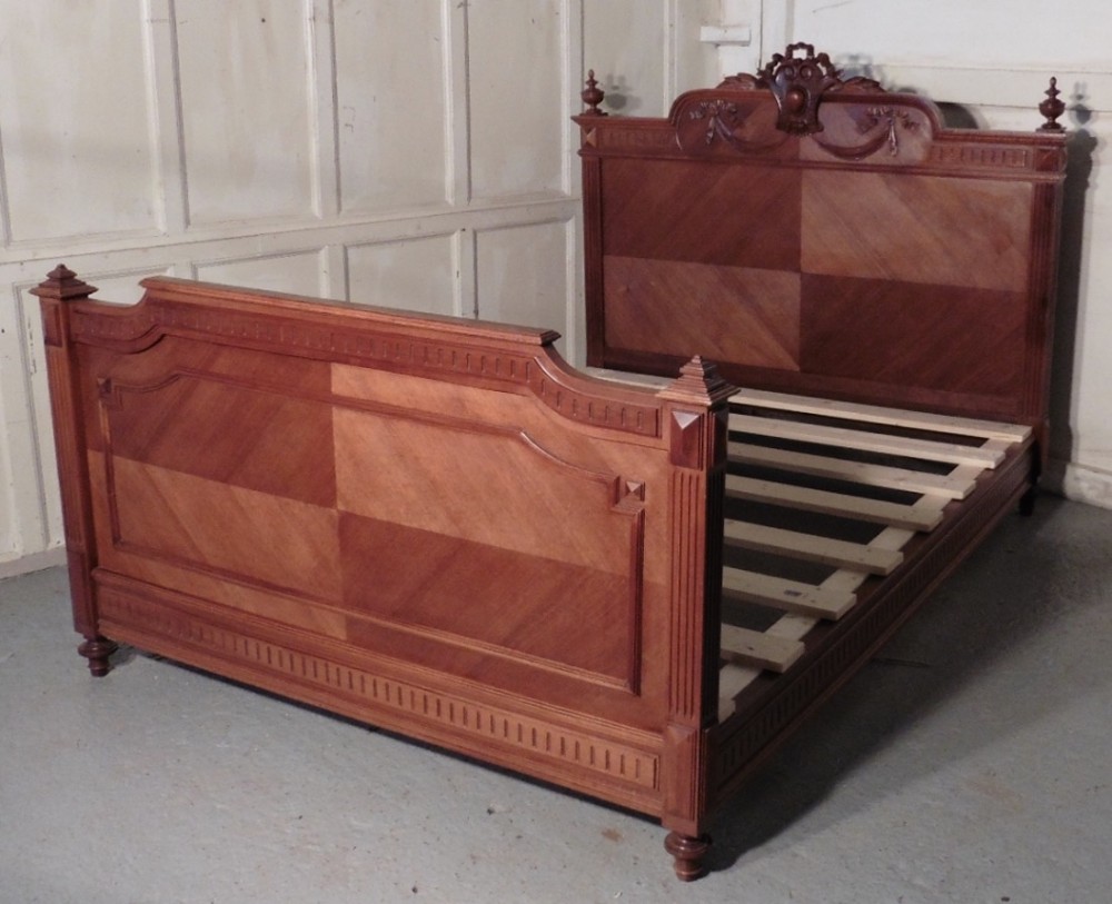 French Carved Walnut Double Bed