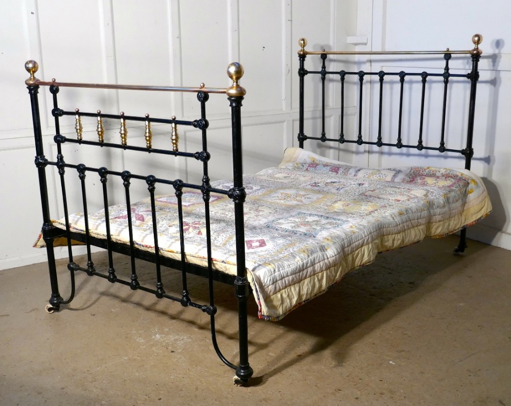 Victorian Brass and Iron Small Double Bed