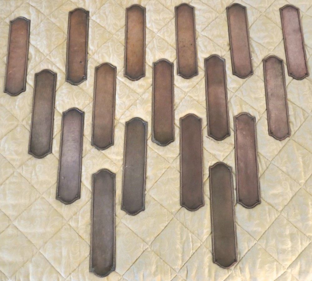 A Large Set of 19th Century Copper Bronze Door Finger Plates 