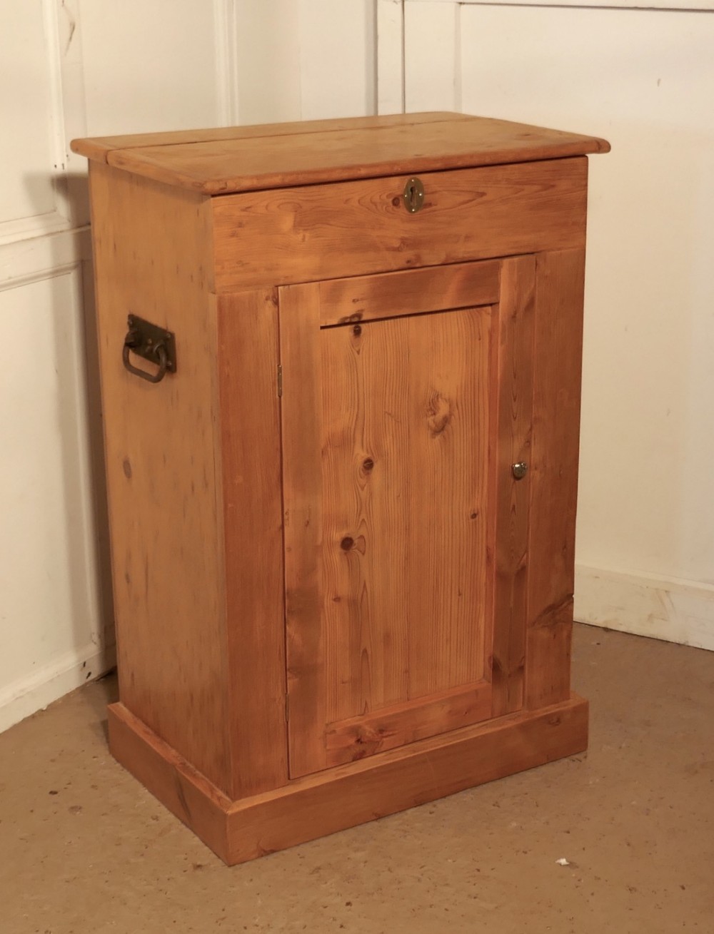 A 19th Century Stripped Pine,Top Opening Campaign Cupboard 