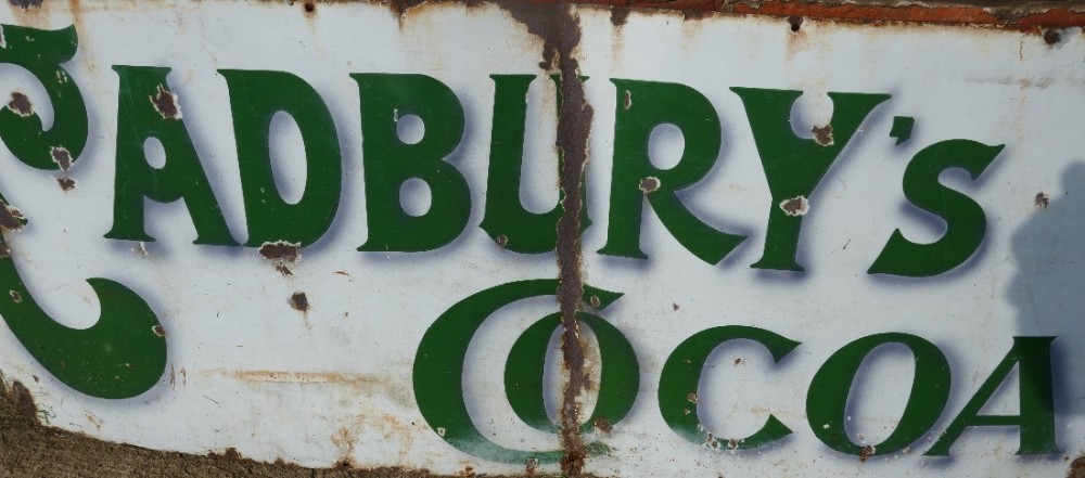 Rare Early Cadbury’s Cocoa Enamel Sign 