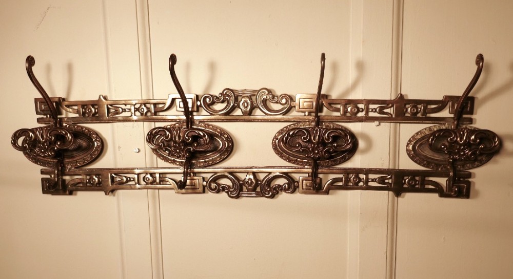 Charming French Arts and Crafts Brass Coat Hook Rack