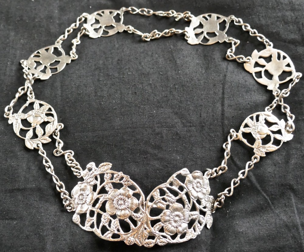 Lovely Art Nouveau Silver Belt and Buckle