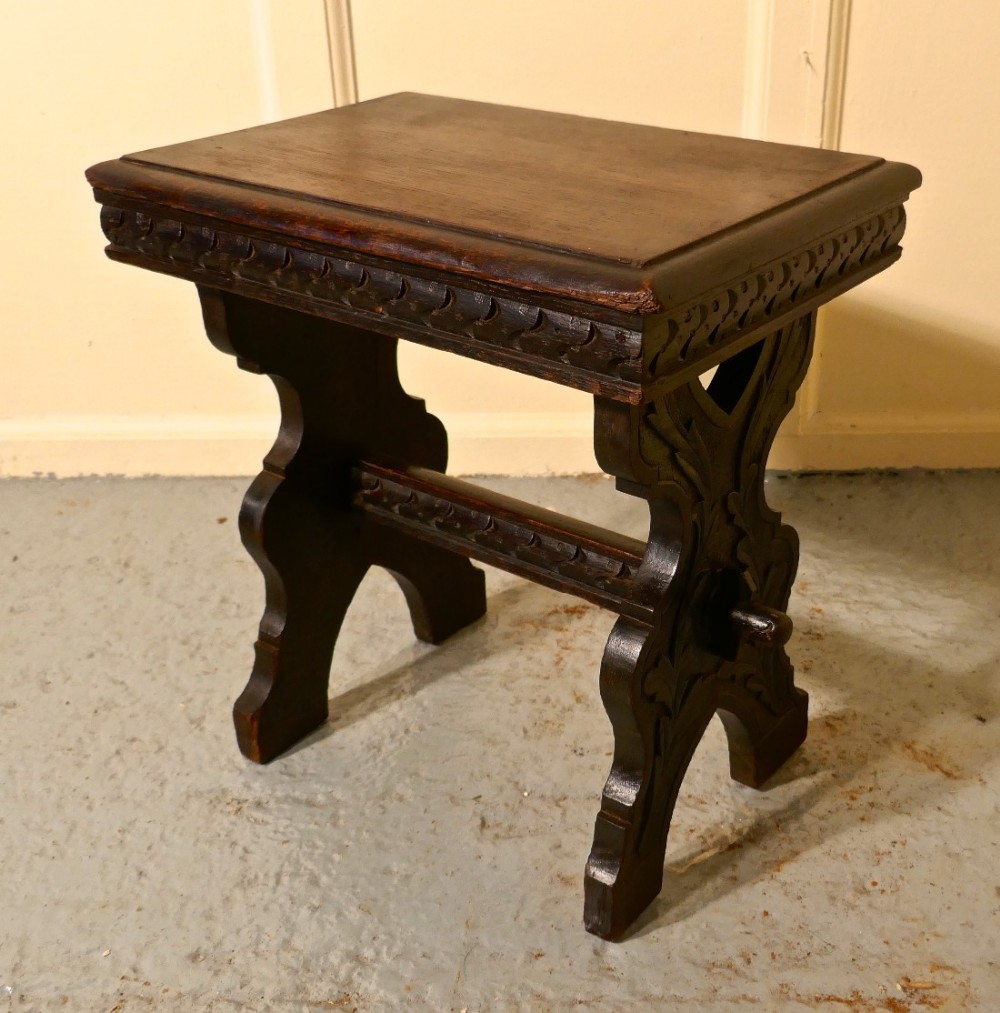 Victorian Gothic Oak Farmhouse Kitchen Stool