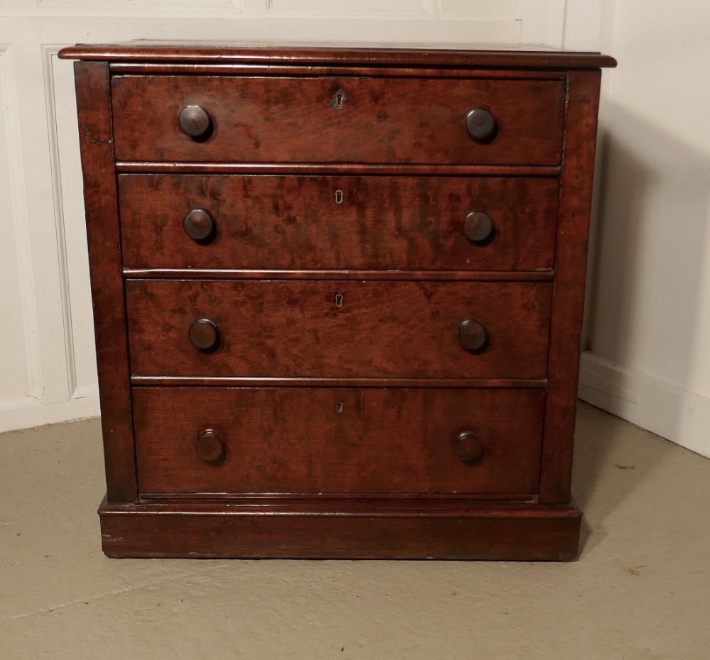 Small Victorian Flame Mahogany Chest of Drawers, Batchelor’s Chest 