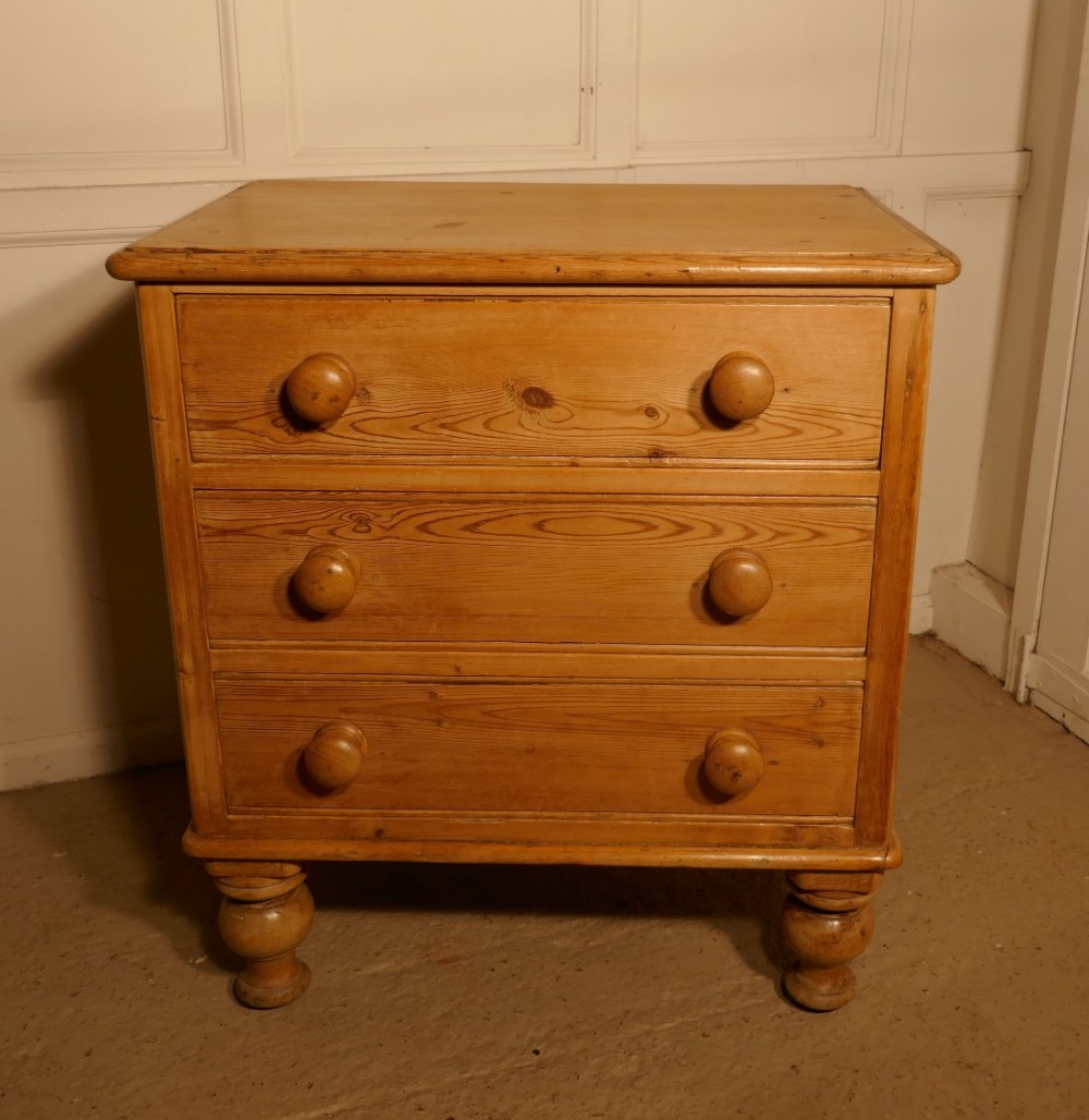A Very Small Victorian Stripped Pine Chest of Drawers