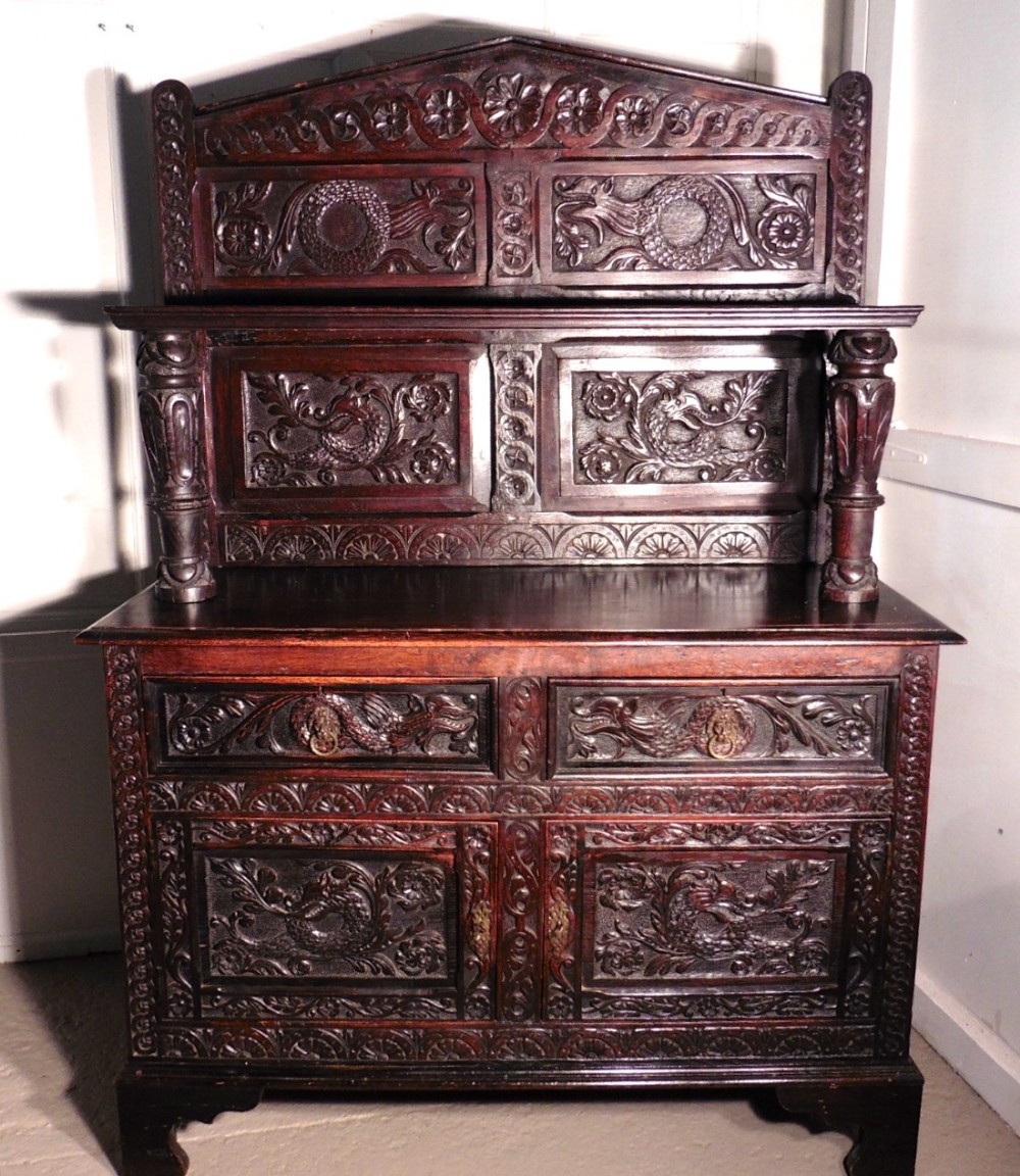 19th Century Carved Welsh Oak Sideboard Dresser 