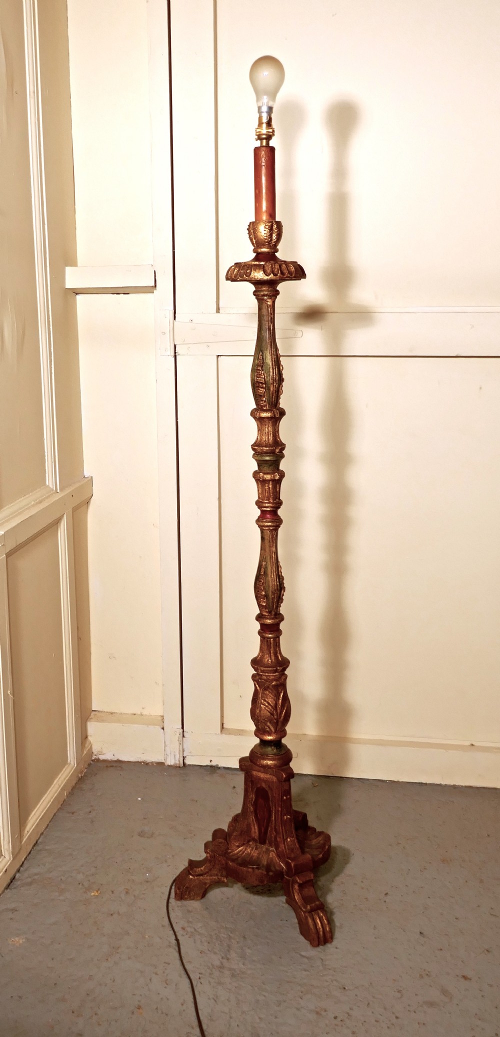 French Carved Gilt Floor Standing or Standard Lamp
