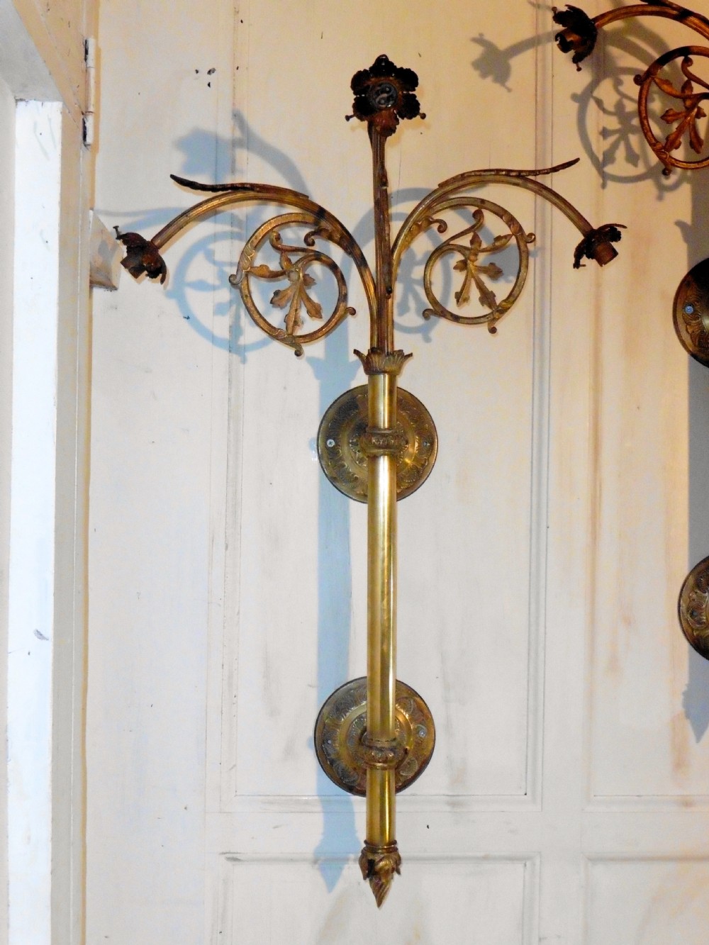 A Set of 4 French Very Large Brass Triple Wall Lights  View III