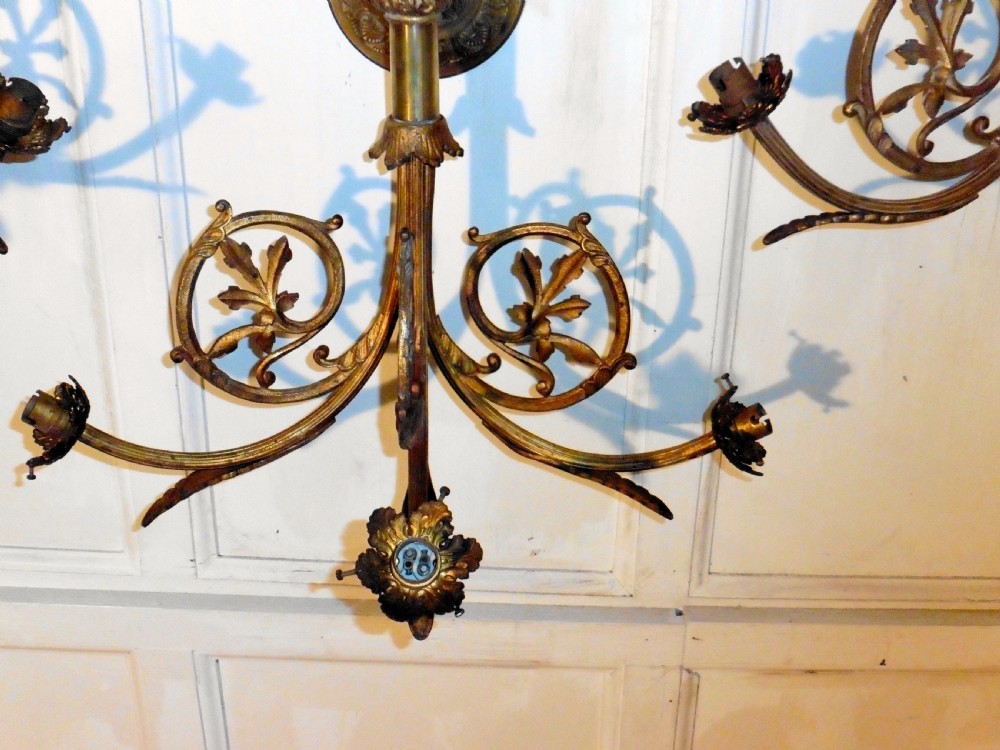 A Set of 4 French Very Large Brass Triple Wall Lights  View V