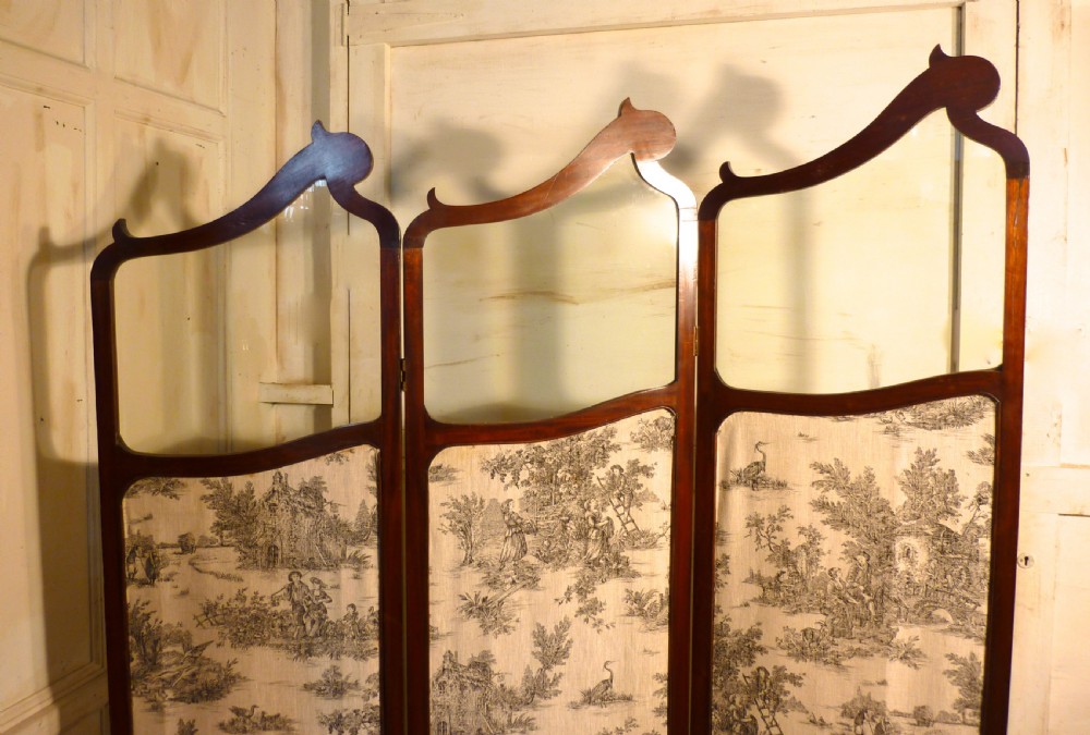19th Century French Mahogany Upholstered Dressing Screen View V