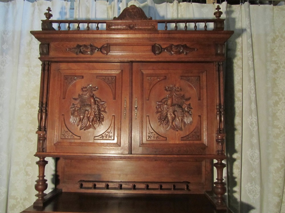 Large French Buffet de Corp, Carved Oak Game Cupboard View VIII
