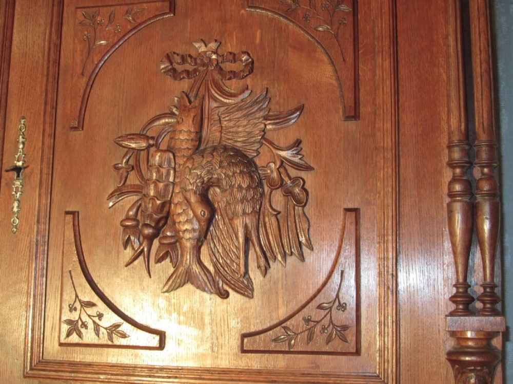 Large French Buffet de Corp, Carved Oak Game Cupboard View IX