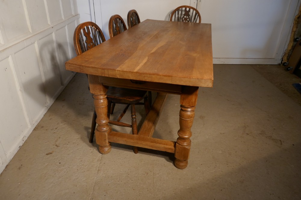 French Golden Oak Farmhouse Table View V