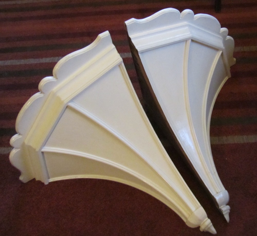 Pair of Extra Large Painted Pine Corner Brackets or Wall Shelves  View III