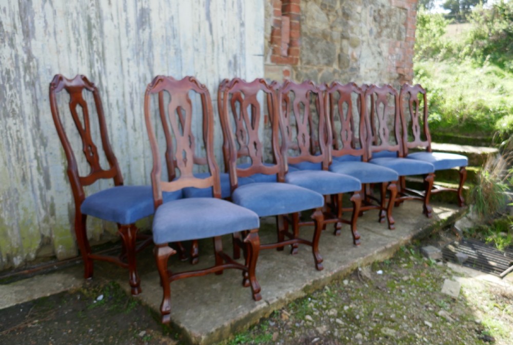 Set of 12 French Mahogany High Back Dining Chairs View VIII