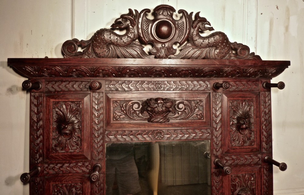 A Superb Quality Victorian Green Man Gothic Carved Oak Hall Stand  View VII