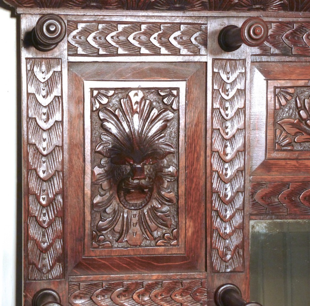 A Superb Quality Victorian Green Man Gothic Carved Oak Hall Stand  View X