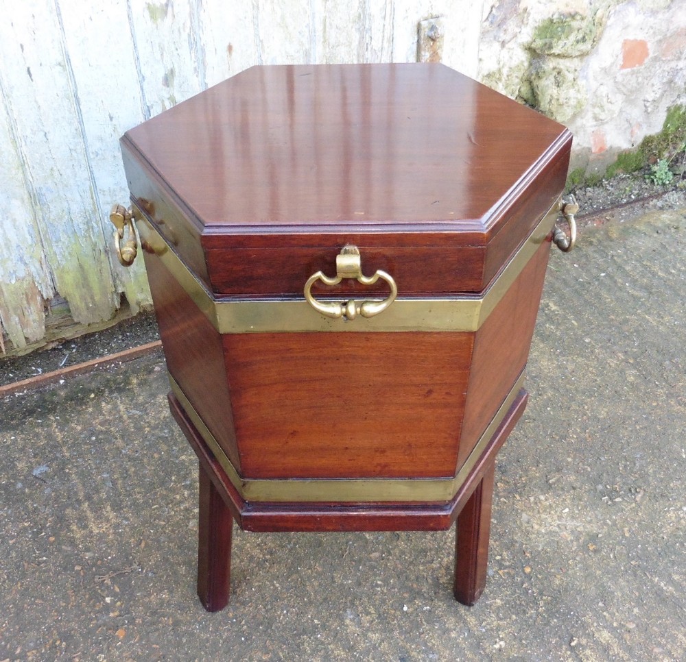 A Georgian Mahogany and Brass Wine Cooler