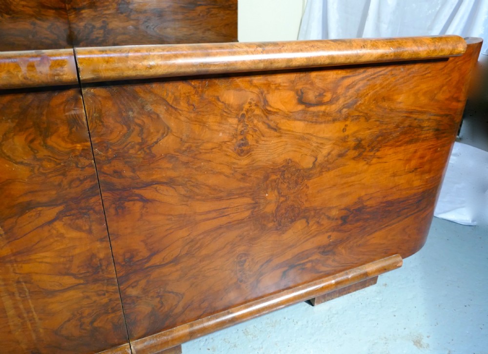 A 7ft Burr Walnut Art Deco French Kingsize Double Bed or Twin Beds View V