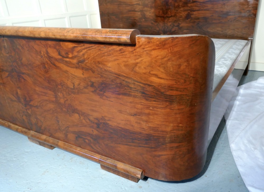 A 7ft Burr Walnut Art Deco French Kingsize Double Bed or Twin Beds View VI