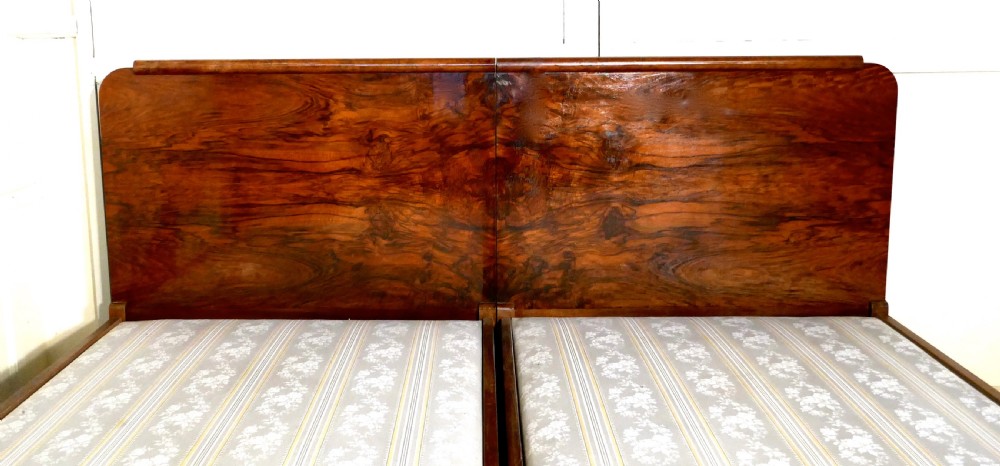 A 7ft Burr Walnut Art Deco French Kingsize Double Bed or Twin Beds View VIII