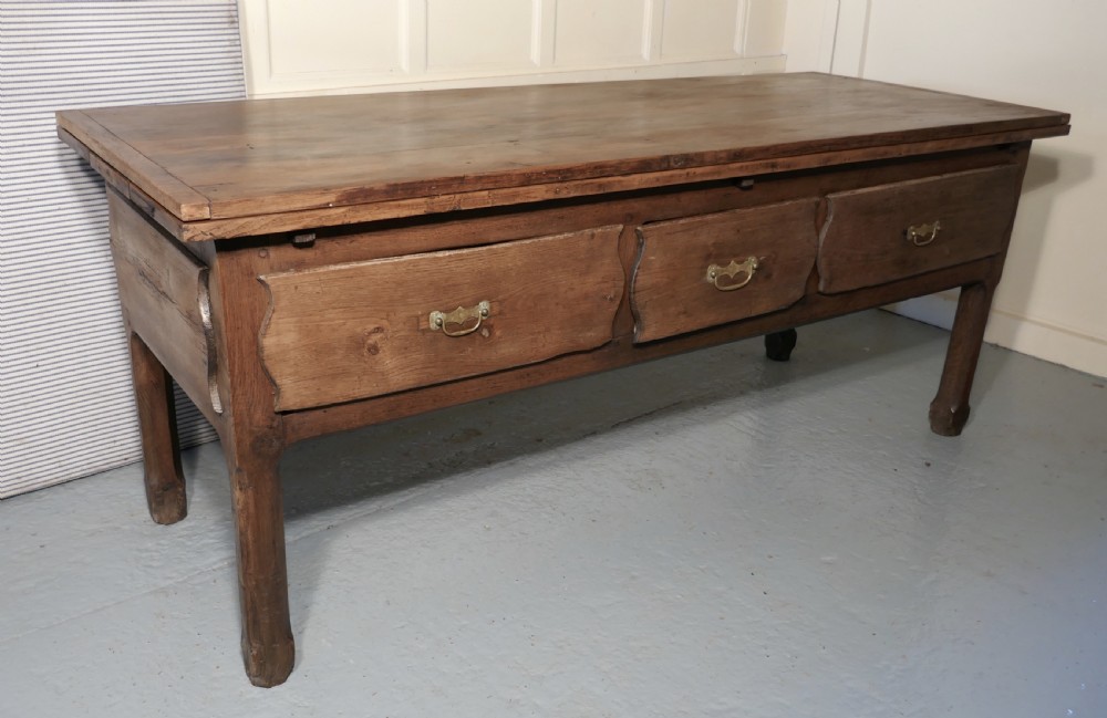 Rare French Oak Preparation and Dining Farmhouse Table View XV