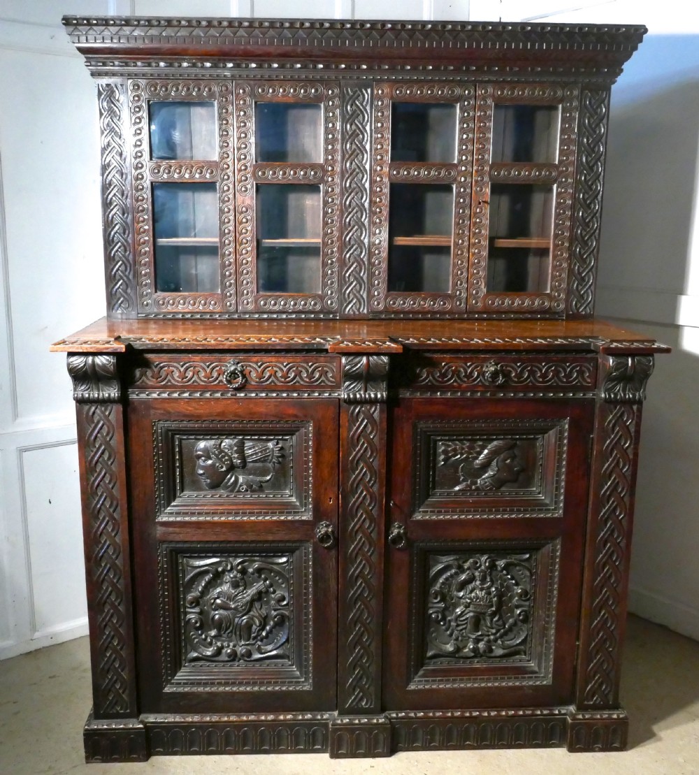 17th Century Celtic Carved Oak Bookcase