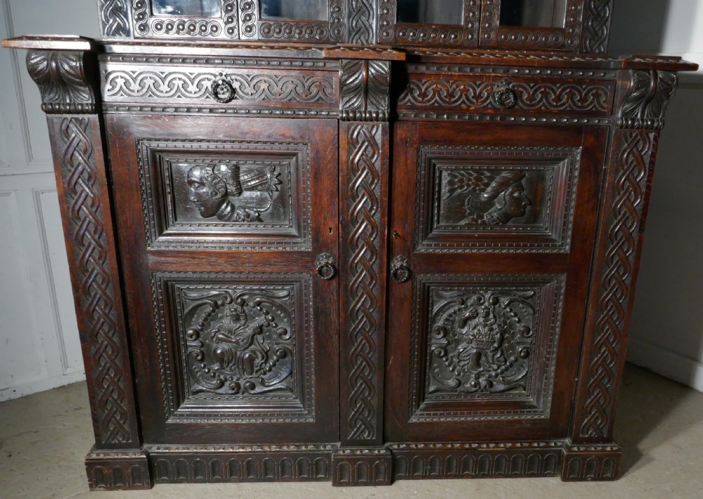 17th Century Celtic Carved Oak Bookcase View II