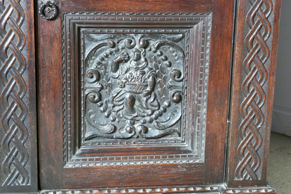17th Century Celtic Carved Oak Bookcase View V