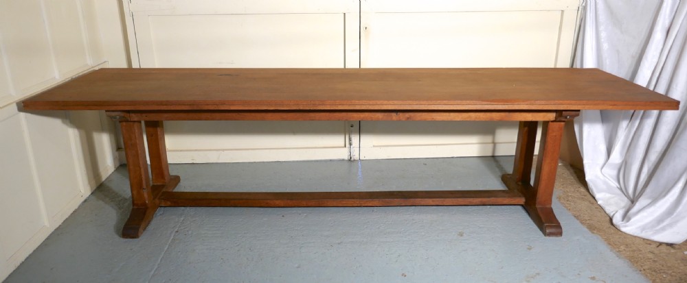 Huge 19th Century Arts and Crafts Golden Oak Refectory Table   View III