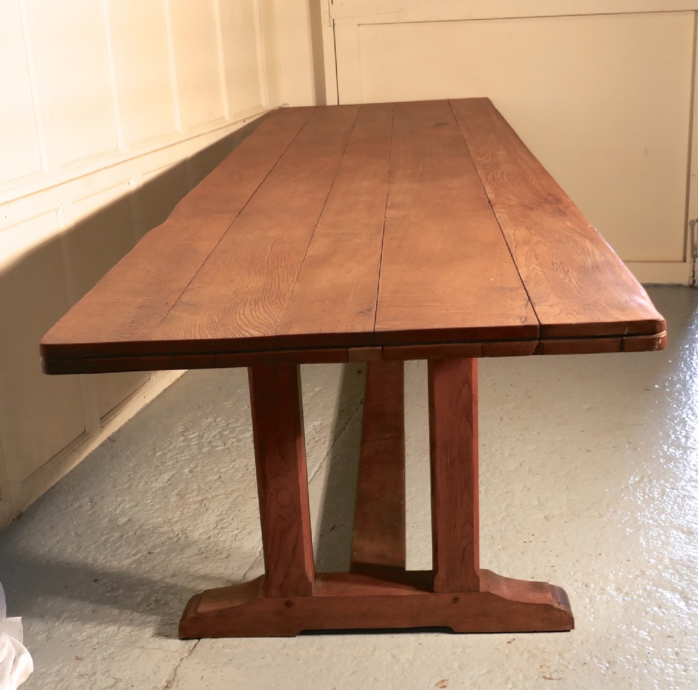Huge 19th Century Arts and Crafts Golden Oak Refectory Table   View VI