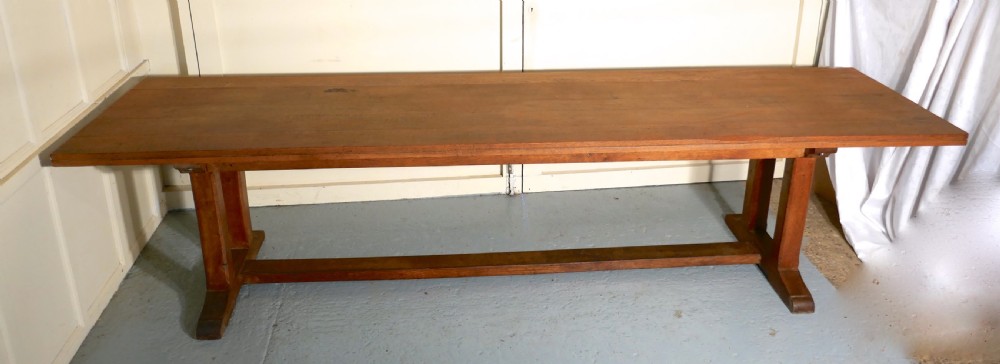 Huge 19th Century Arts and Crafts Golden Oak Refectory Table   View VIII